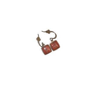 Cathy Webster Inlaid Coral Earrings 925 Silver Pierced